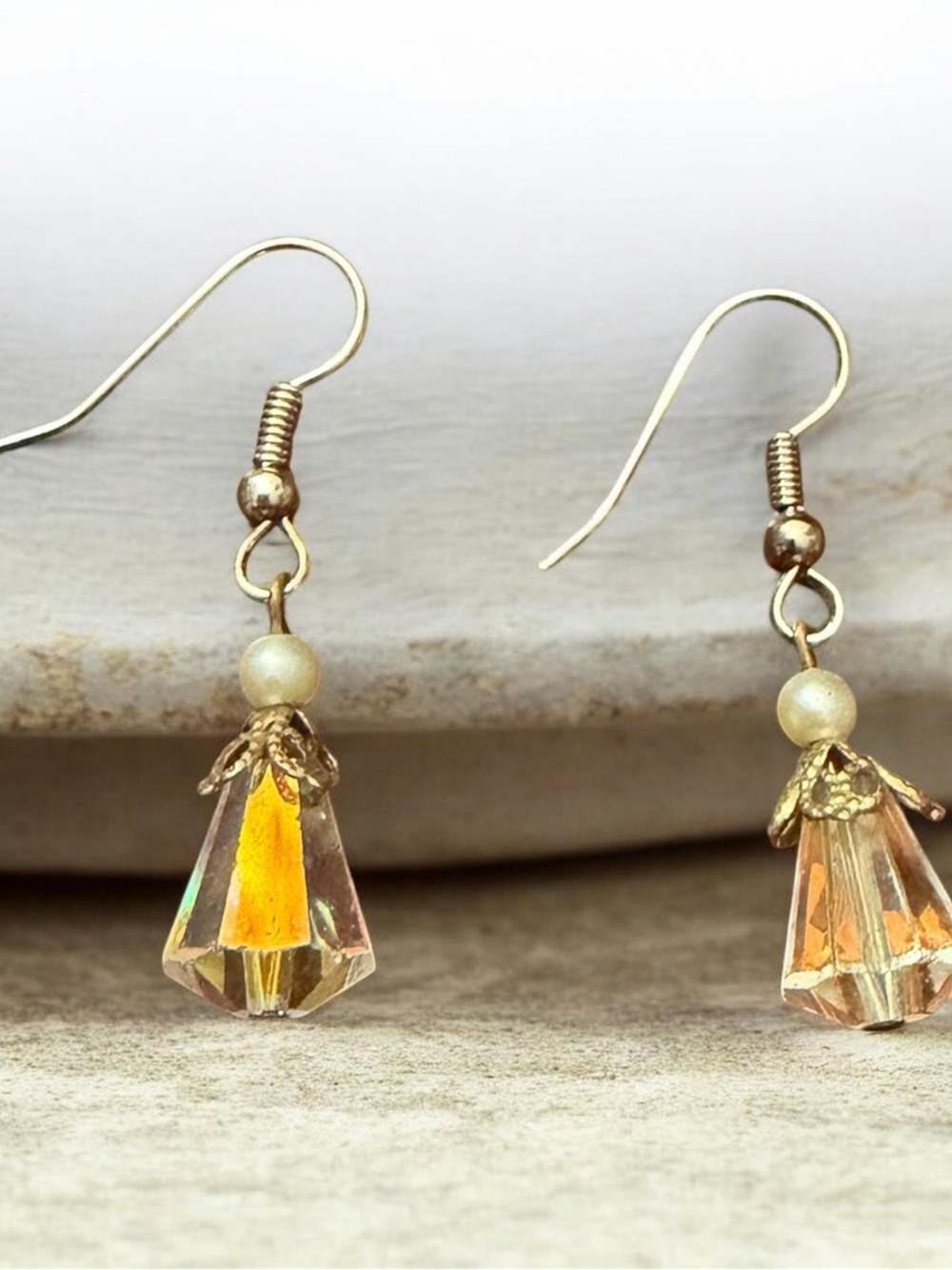 Gold-Tone Amber Crystal Drop Earrings